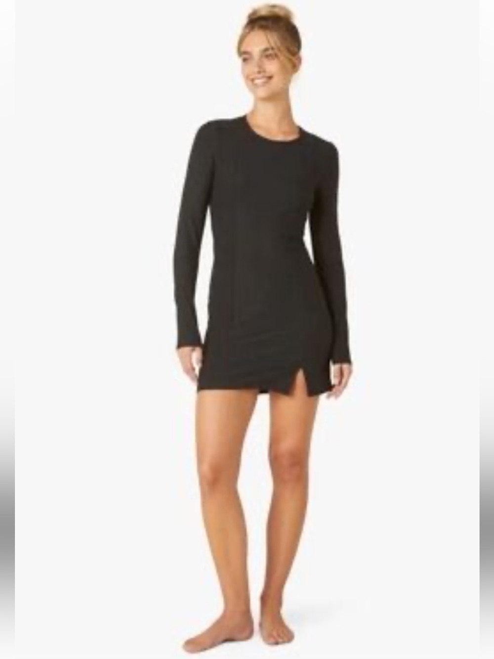 Beyond Yoga Women’s Spacedye After Dark Black Long-Sleeve Mini Dress